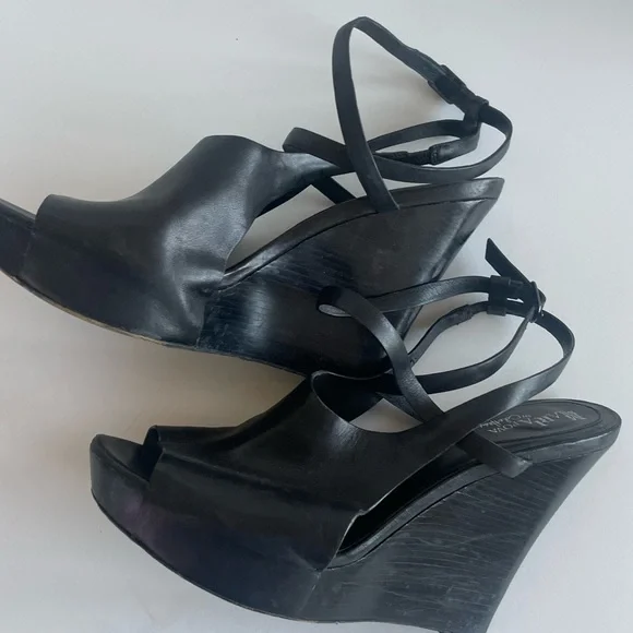 Cole Haan Black Wedge Sandals - Picture 1 of 6